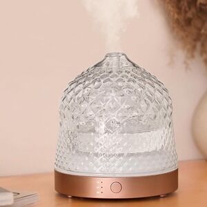 Pineapple Glass Levoair Essential Oil Diffuser Rose Gold Base Clear Hobnail
